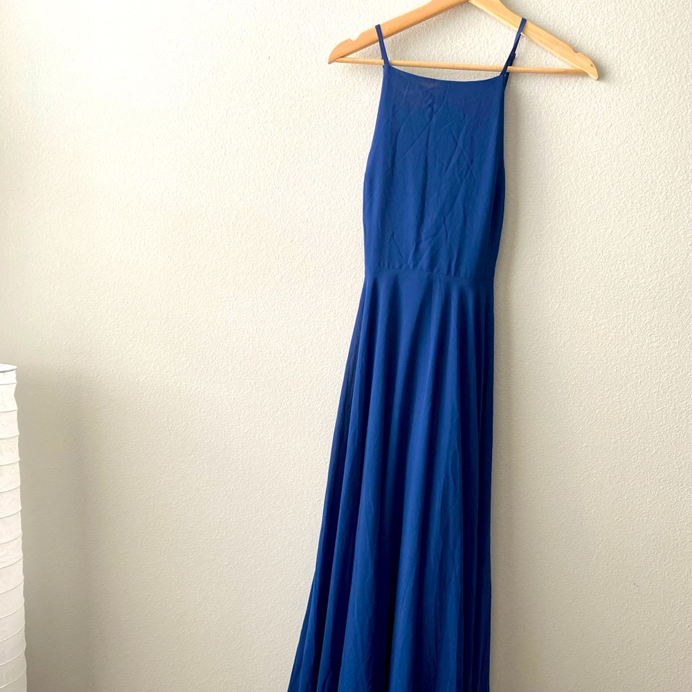 Lulus Bridesmaids maxi dress, blue color, size L